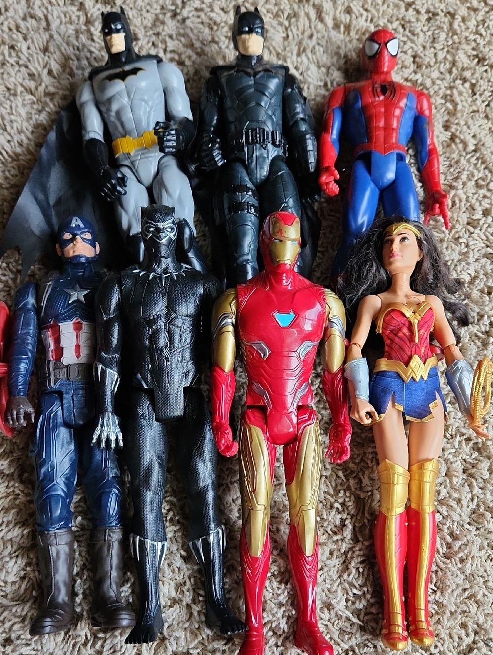 Assorted Hasbro Superhero Kids Action Figures - Red, Blue, Black, Gold
